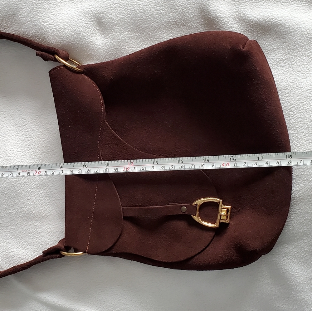 SOLD Burlington Brown Suede Asymmetrical Purse - Picture 10 of 12